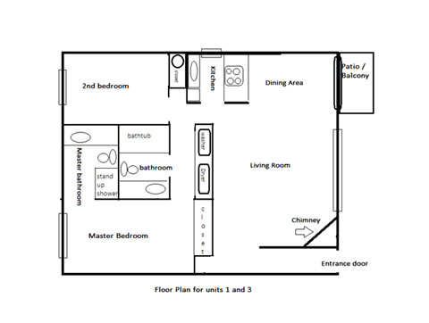 2 bedroom 2 bathroom Floorplan